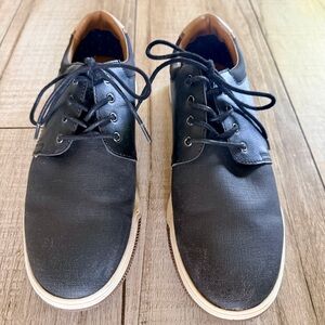 Hawker Rye Men's Black Casual Lace-Up Sneakers | Tan Trim | Size 10